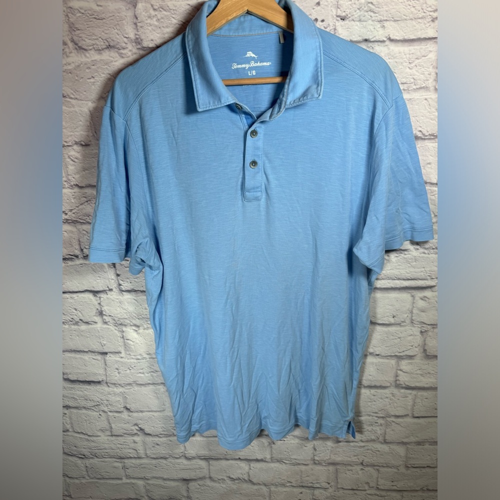 Tommy Bahama light Blue Tencel/cotton blend Mens Polo size Large